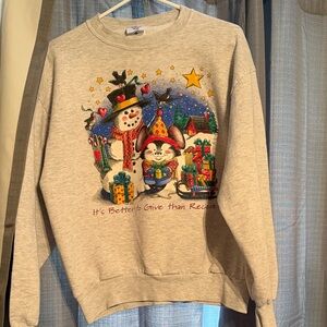 Vintage 90s Air Waves Christmas Snowman & Mouse Holiday Sweatshirt